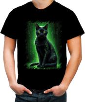 Camiseta Colorida de Gato Oráculo Hacker Binário Mat 8