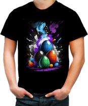 Camiseta Colorida de Ovos de Páscoa Artísticos 1 Camiseta Colorida de Ovos de Páscoa Artísticos 1