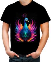 Camiseta Colorida de Pavão Colorido Neon Vetor 16 Camiseta Colorida de Pavão Colorido Neon Vetor 16