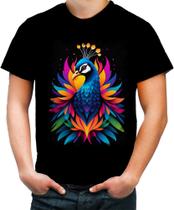 Camiseta Colorida de Pavão Colorido Neon Vetor 18