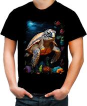 Camiseta Colorida de Tartaruga Marinha Desenhada 5