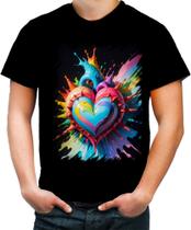 Camiseta Colorida do Orgulho LGBT Coração Amor 13
