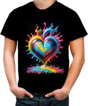 Camiseta Colorida do Orgulho LGBT Coração Amor 14 Camiseta Colorida do Orgulho LGBT Coração Amor 14