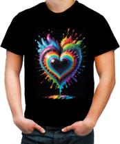 Camiseta Colorida do Orgulho LGBT Coração Amor 20