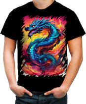 Camiseta Colorida Dragão Chinês Lendário Mito 5