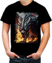 Camiseta Colorida Dragão Dragon Chamas Infernal Fogo 7 Camiseta Colorida Dragão Dragon Chamas Infernal Fogo 7