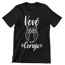 Camiseta Colorida Feminina Vovó Coruja Frases Vó Preta