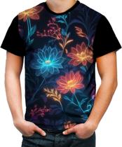 Camiseta Colorida Flores Floral Translúcidas Neon 4