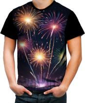 Camiseta Colorida Fogos de Artifício Rojões Ano Novo 2