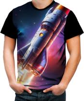 Camiseta Colorida Foguete Espacial Space Rocket Espaço 1 Camiseta Colorida Foguete Espacial Space Rocket Espaço 1