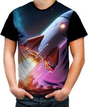 Camiseta Colorida Foguete Espacial Space Rocket Espaço 2 Camiseta Colorida Foguete Espacial Space Rocket Espaço 2
