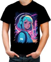 Camiseta Colorida Garota Vaporwave Sunset Estilosa 5