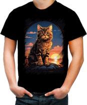 Camiseta Colorida Gatinho no Pôrdo Sol Sunset 10