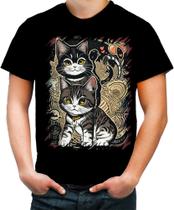 Camiseta Colorida Gatinho no Pôrdo Sol Sunset 18