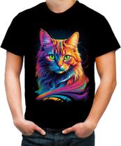Camiseta Colorida Gatinho Ondas Magnéticas Vibrante 3