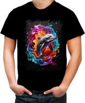 Camiseta Colorida Golfinho Inteligência Arte Pintura 3