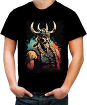 Camiseta Colorida Guerreiro Viking Nórdico Tribo 1