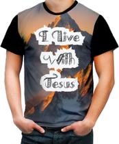Camiseta Colorida I live With Jesus Biblia Gospel 1