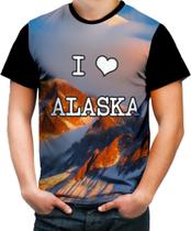 Camiseta Colorida I Love Alaska Eu amo o Alaska 1