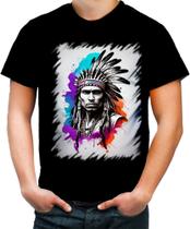 Camiseta Colorida Índio Apache Tribo Americana Oeste 2 Camiseta Colorida Índio Apache Tribo Americana Oeste 2