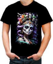 Camiseta Colorida La Catrina Mexicana Dama Esqueleto 15