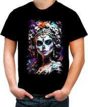 Camiseta Colorida La Catrina Mexicana Dama Esqueleto 18