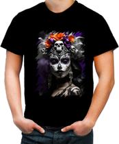 Camiseta Colorida La Catrina Mexicana Dama Esqueleto 4