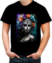 Camiseta Colorida La Catrina Mexicana Dama Esqueleto 5