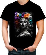 Camiseta Colorida La Catrina Mexicana Dama Esqueleto 9 Camiseta Colorida La Catrina Mexicana Dama Esqueleto 9
