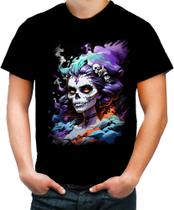 Camiseta Colorida La Muerte Mexicana Dama Esqueleto 8