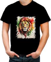 Camiseta Colorida Leão Ilustrado Cromático Abstrato Rei 5