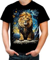 Camiseta Colorida Leão Noite Estrelada Van Gogh 3 Camiseta Colorida Leão Noite Estrelada Van Gogh 3