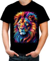 Camiseta Colorida Leão Rei Ondas Magnéticas Vibrante 4