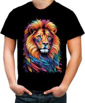 Camiseta Colorida Leão Rei Ondas Magnéticas Vibrante 6