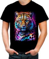 Camiseta Colorida Leopardo Ondas Magnéticas Vibrante 13