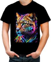 Camiseta Colorida Leopardo Ondas Magnéticas Vibrante 9