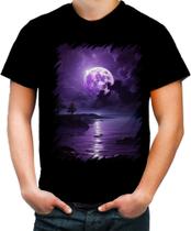 Camiseta Colorida Lua Púrpura Luar Roxo Moon Lunar 10