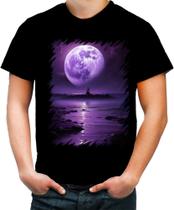 Camiseta Colorida Lua Púrpura Luar Roxo Moon Lunar 11