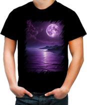 Camiseta Colorida Lua Púrpura Luar Roxo Moon Lunar 12