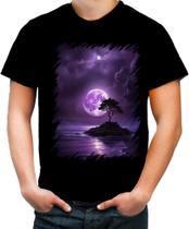 Camiseta Colorida Lua Púrpura Luar Roxo Moon Lunar 2