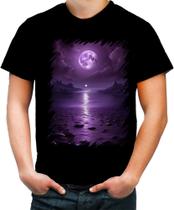 Camiseta Colorida Lua Púrpura Luar Roxo Moon Lunar 9