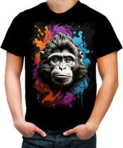 Camiseta Colorida Macaco Monkey Ilustrado Vetor 2