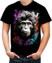 Camiseta Colorida Macaco Monkey Ilustrado Vetor 4