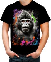 Camiseta Colorida Macaco Monkey Ilustrado Vetor 5
