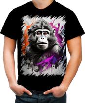 Camiseta Colorida Macaco Monkey Ilustrado Vetor 7