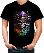 Camiseta Colorida Mago Caveira Trevas Magia 12 Camiseta Colorida Mago Caveira Trevas Magia 12
