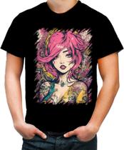 Camiseta Colorida Mulher Tatuada Tatoo Style 2