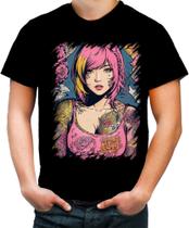 Camiseta Colorida Mulher Tatuada Tatoo Style 4