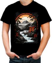 Camiseta Colorida Paisagem Oriental Portão Torii 4