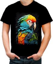 Camiseta Colorida Papagaio Brasileiro Pássaro 3 Camiseta Colorida Papagaio Brasileiro Pássaro 3